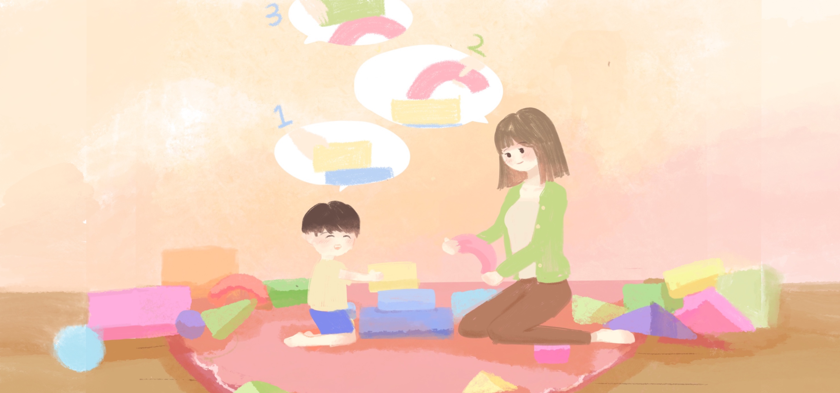 积木建筑工人第 2 步：我一块，你一块