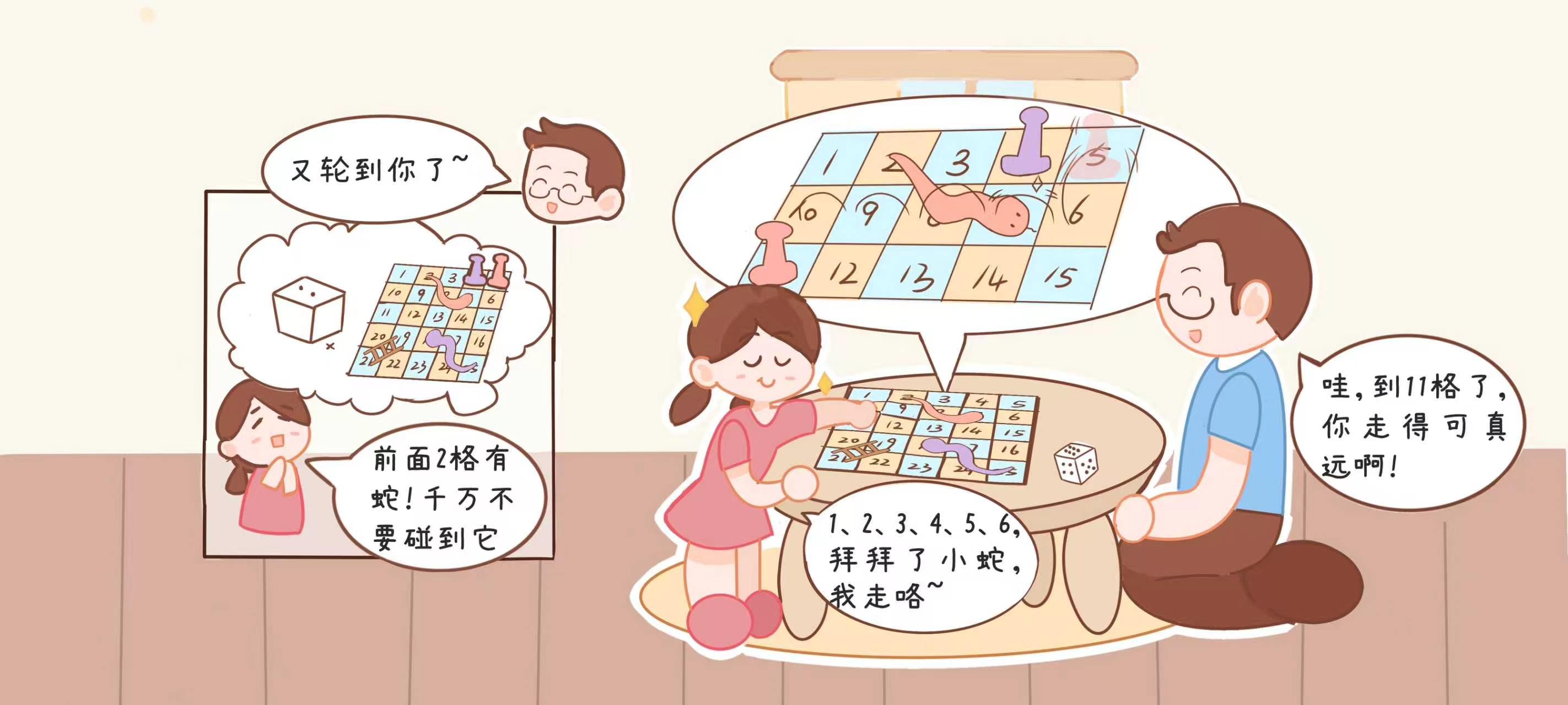 蛇梯棋第 3 步：孩子自己数着走