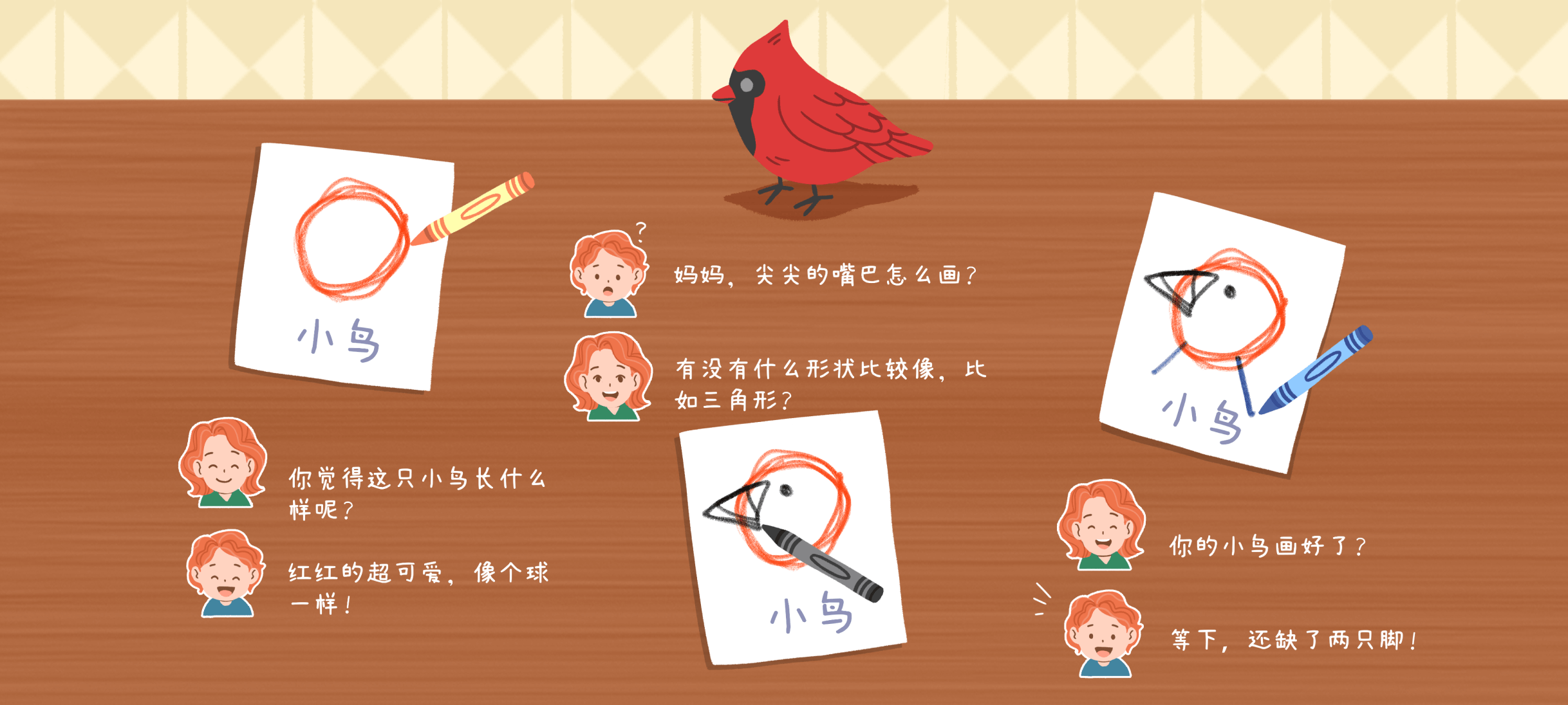 动物肖像画第 2 步：看一看，画一画