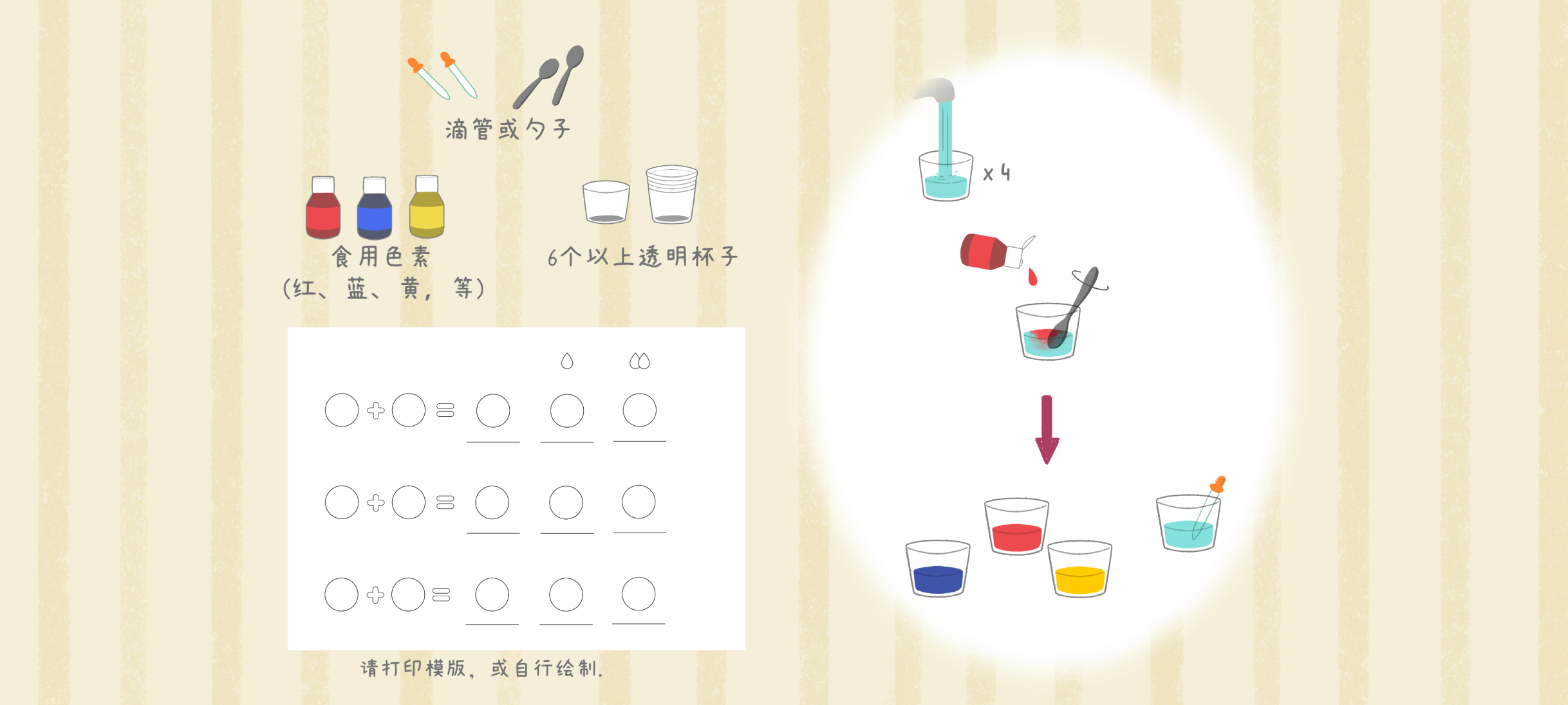 色彩实验准备工作：准备材料